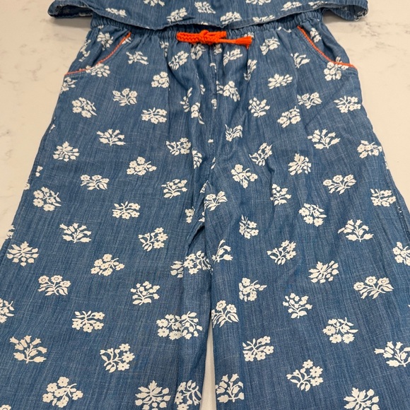 Boden kids size 13-14 Blue and White Floral Kids Long pants Romper - Picture 4 of 8